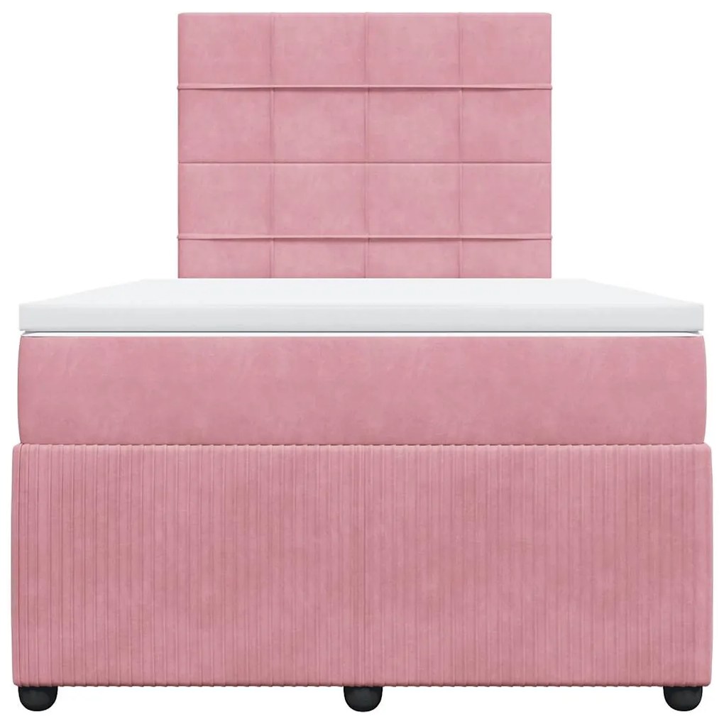vidaXL Κρεβάτι Boxspring με Στρώμα Ροζ 120x200 εκ. Βελούδινο