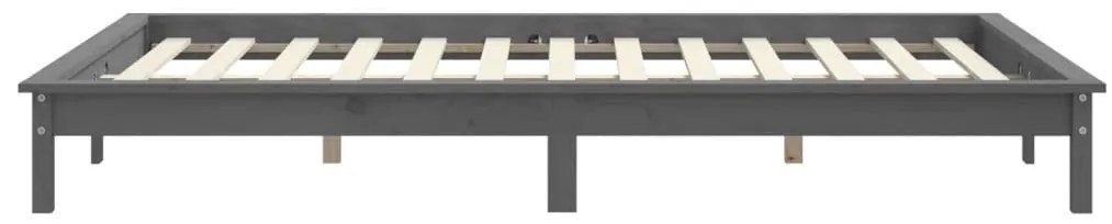 vidaXL Σκελετός Κρεβατιού Γκρι 120x190εκ Μασίφ Ξύλο Πεύκο Small Double