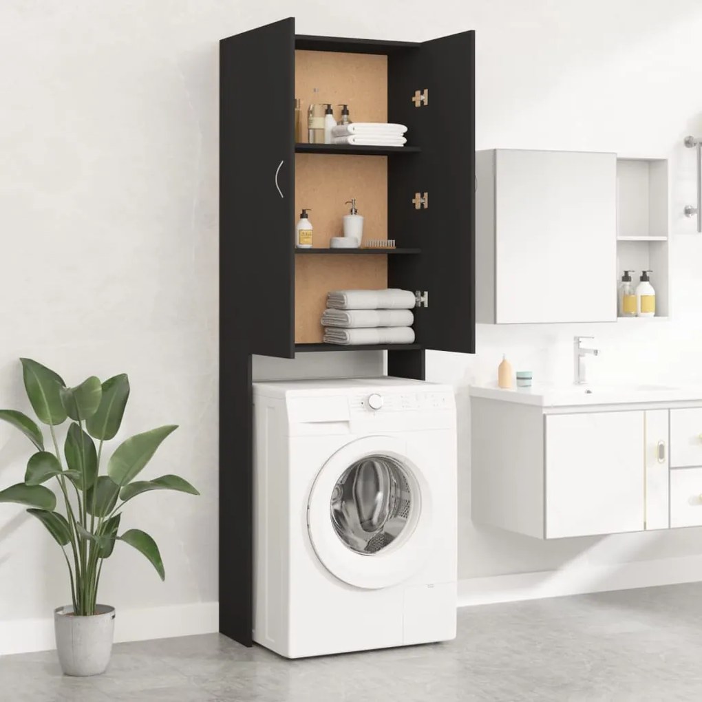 vidaXL Ντουλάπι Πλυντηρίου Μαύρο 64 x 25,5 x 190 εκ.