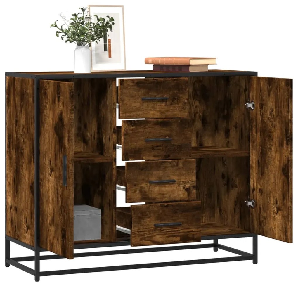 vidaXL Sideboard Καπνιστή δρυς 92x35x76 cm Κατασκευασμένο ξύλο