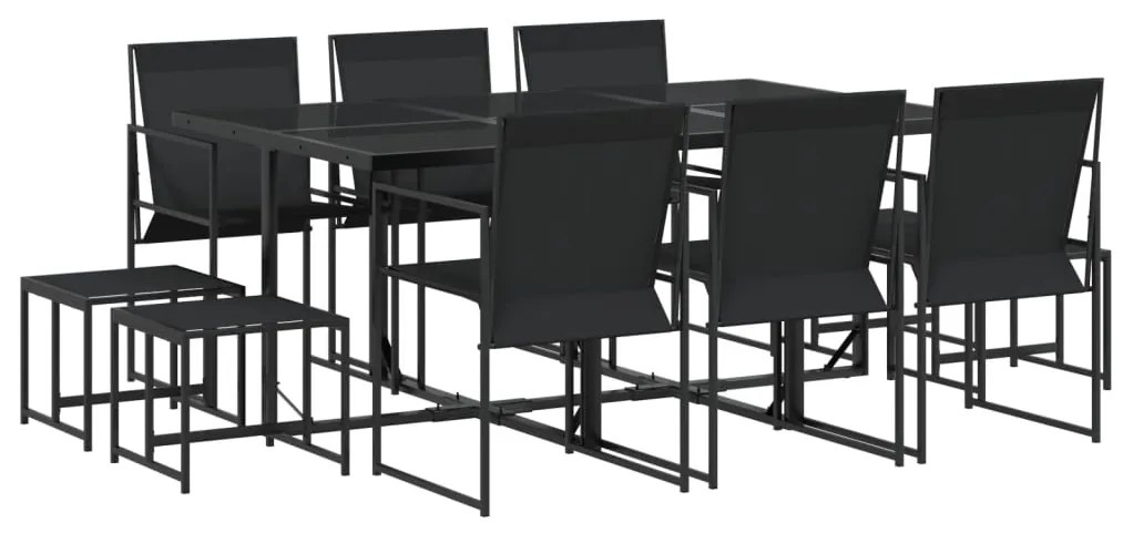 vidaXL Σετ Τραπεζαρίας Κήπου 11 Τεμαχίων Μαύρο από Textilene