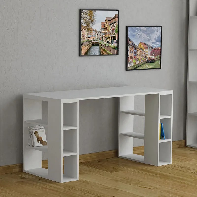 Γραφείο Colmar pakoworld χρώμα λευκό 140x60x75εκ - 119-000837 - 119-000837