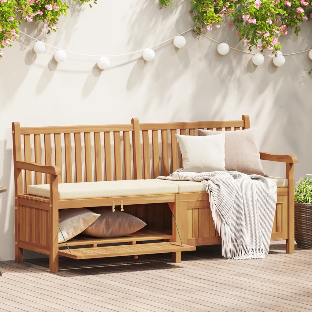 vidaXL Πάγκος Αποθήκευσης Κήπου Καφέ 228 x 60 x 90 εκ Μασίφ ξύλο teak