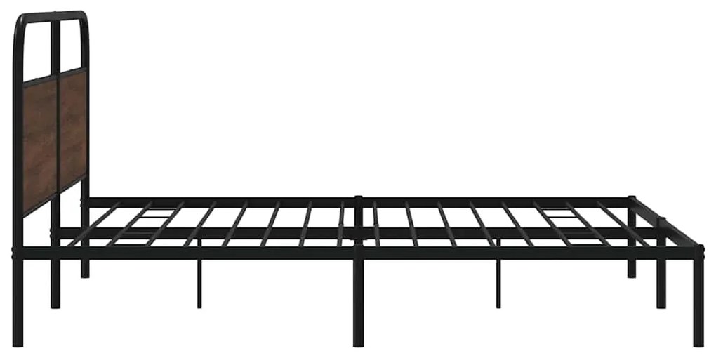 vidaXL Σκελετός Κρεβ. Χωρίς Στρώμα Καφέ Δρυς 200x200 εκ. Μεταλλικό