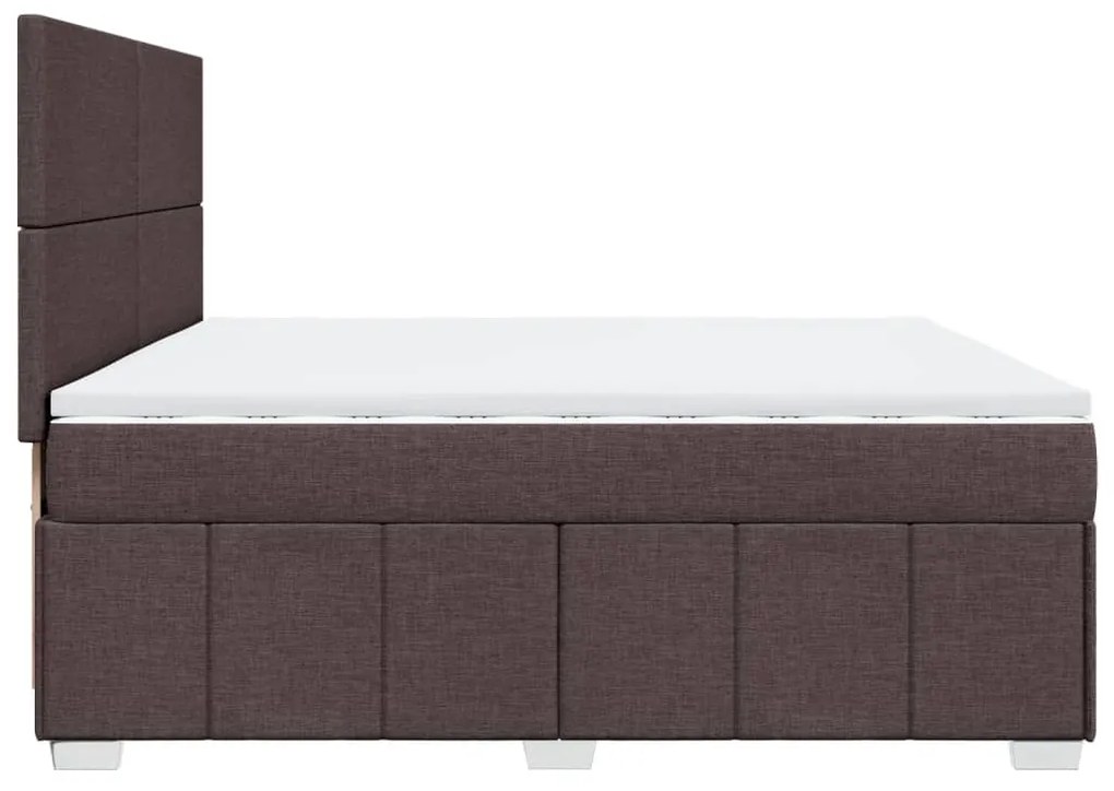 Κρεβάτι Boxspring με Στρώμα Σκούρο Καφέ 200x200 εκ. Υφασμάτινο - Καφέ