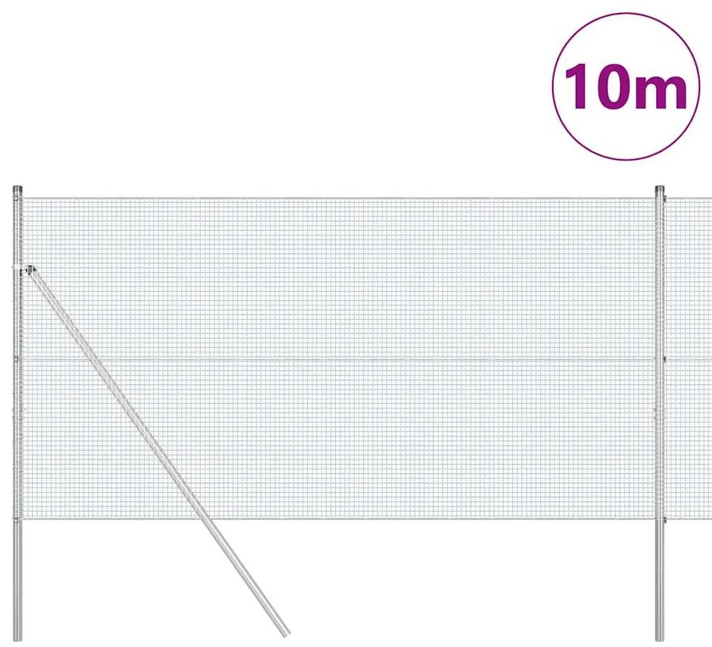 vidaXL Φράχτης με Στήλες. Ασημί 1.2 x 10 m Ατσάλι