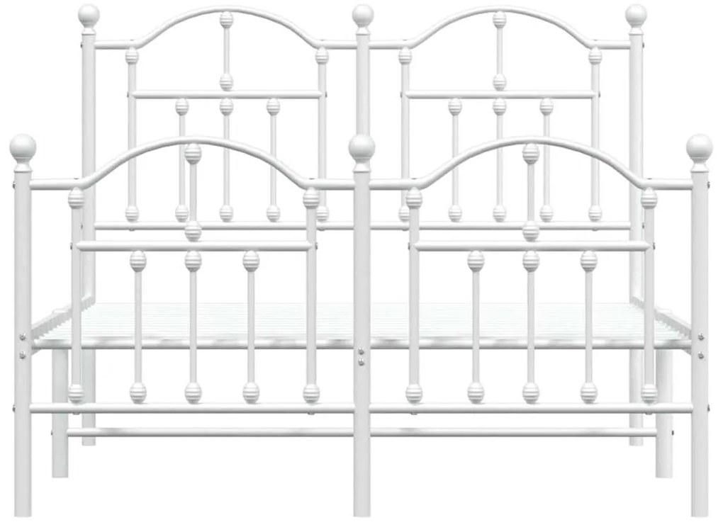 vidaXL Πλαίσιο Κρεβατιού με Κεφαλάρι&amp;Ποδαρικό Λευκό 120x190εκ. Μέταλλο