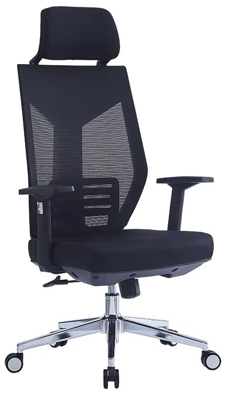 Καρέκλα γραφείου διευθυντή Commend pakoworld ύφασμα mesh μαύρο - Ύφασμα - 254-000003