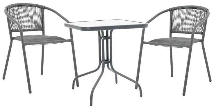 Σετ κήπου - Τραπεζαρία Watson - Lindaria 3 τεμ. μέταλλο - γυαλί ανθρακί 70x70x70 εκ. 70x70x70 εκ.