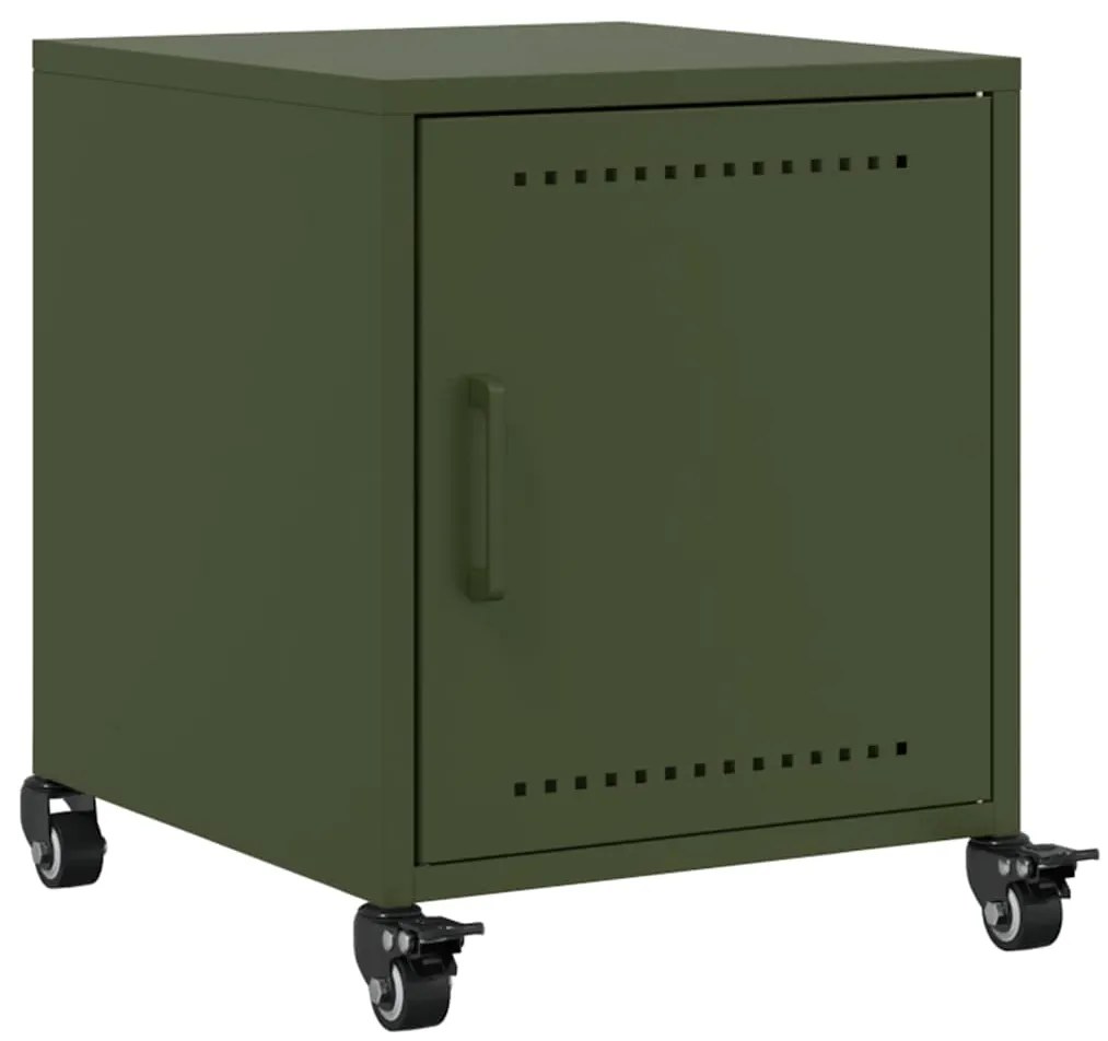 vidaXL Κομοδίνα 2 τεμ. Πράσινο Λαδί 36x39x43,5 εκ. από Χάλυβα