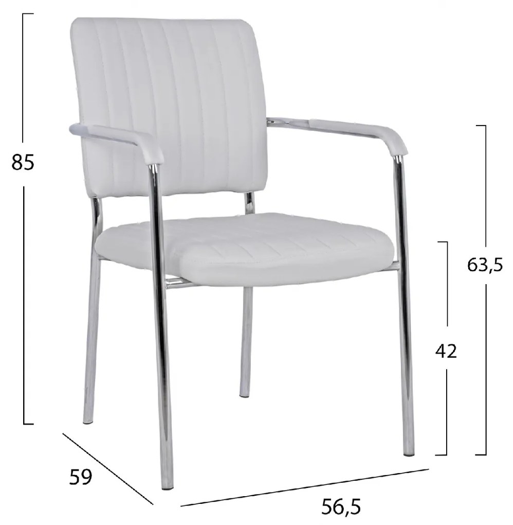 ΚΑΡΕΚΛΑ QUESTA ΜΕ ΜΠΡΑΤΣΑ HM1070.02 ΛΕΥΚΗ 56,5x59x85 cm