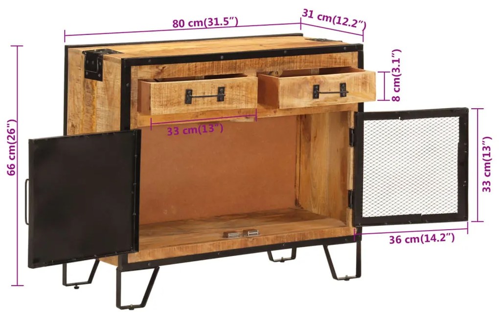 ΜΠΟΥΦΕΣ 80X31X66 ΕΚ. ΜΑΣΙΦ ΑΚΑΤΕΡΓΑΣΤΟ ΞΥΛΟ ΜΑΝΓΚΟ ΚΑΙ ΜΕΤΑΛΛΟ 355843