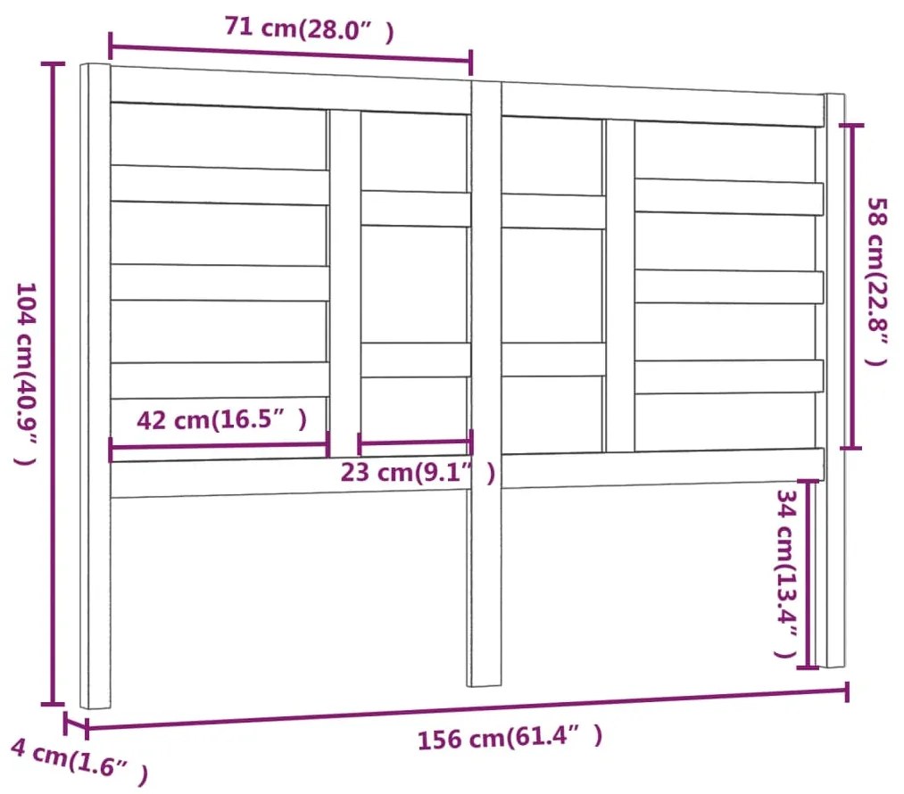 vidaXL Κεφαλάρι Κρεβατιού Μαύρο 156x4x104 εκ. Μασίφ Ξύλο Πεύκου