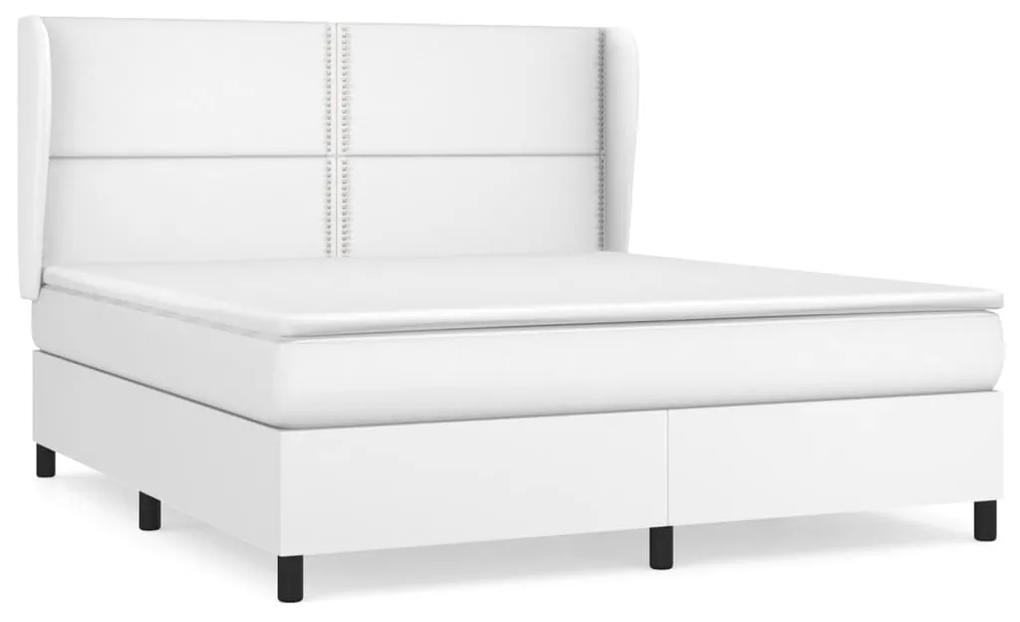 vidaXL Κρεβάτι Boxspring με Στρώμα Λευκό 180x200 εκ. Συνθετικό Δέρμα