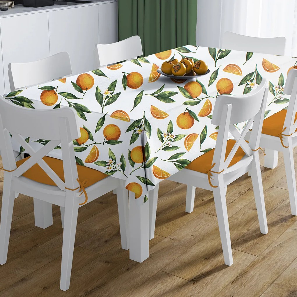 Αλέκιαστο Τραπεζομάντηλο (140x180) Dimcol Oranges 474 White-Orange