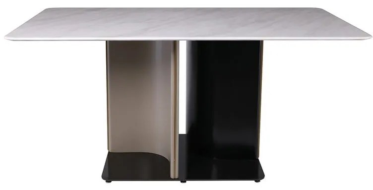 WOODWELL BARON Τραπέζι Τραπεζαρίας, Ξύλο Ανθρακί, Επιφάνεια Microcrystalline Άσπρο Μάρμαρο 160x90x76cm Ε794,1