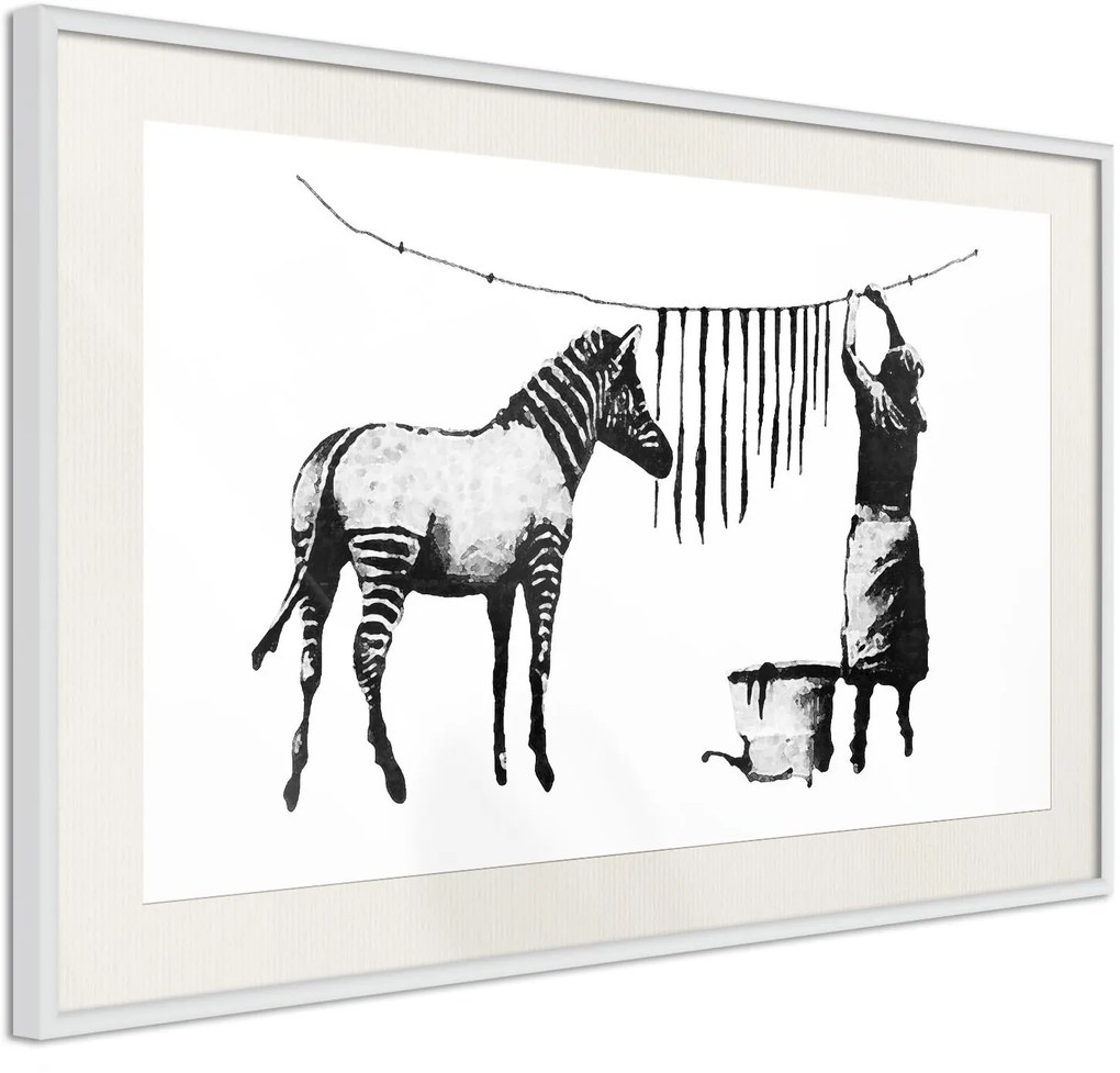 Αφίσα - Banksy: Washing Zebra Stripes - 30x20 - Χρυσό - Με πασπαρτού