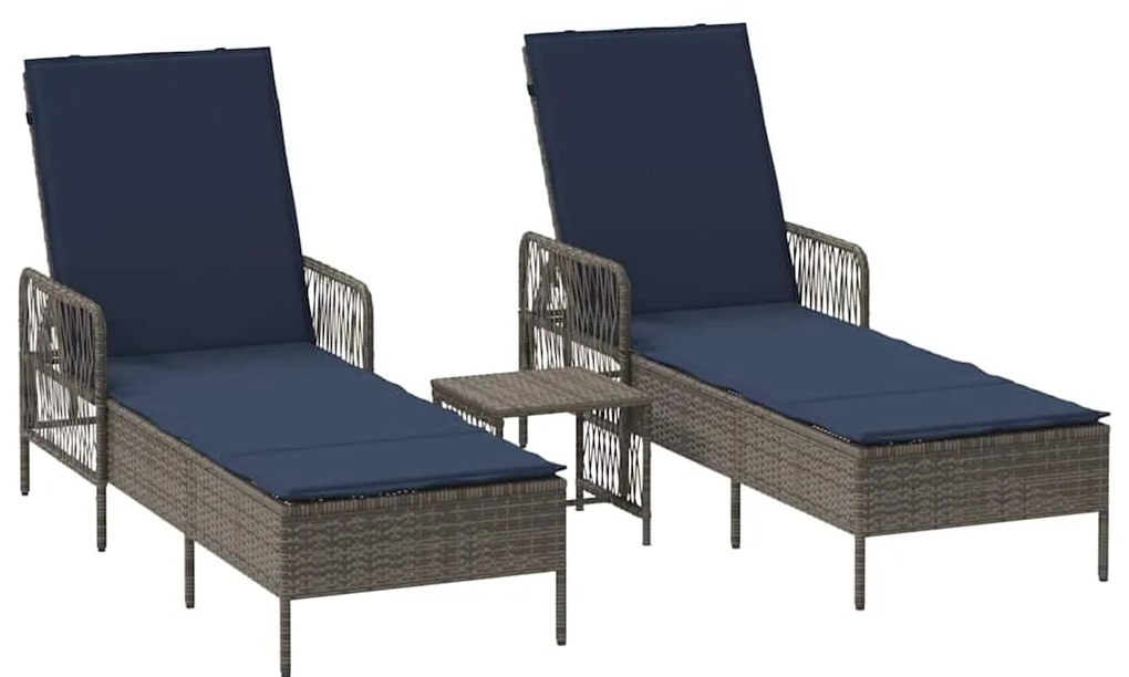 vidaXL Ξαπλώστρα 2-πρόσωπο 2 pcs Γκρι 35 x 35 x 32 εκ. συνθετικό ρατάν