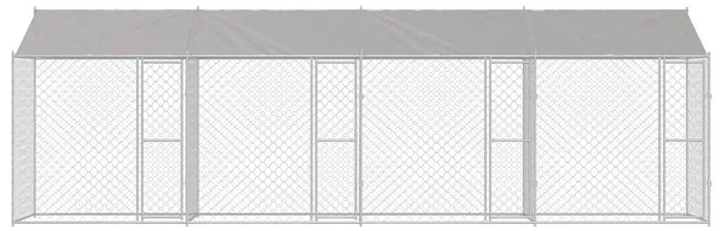 vidaXL Κλουβί Σκυλιού με Στέγη Ασημί 800 x 200 x 258 εκ Χάλυβας και PE