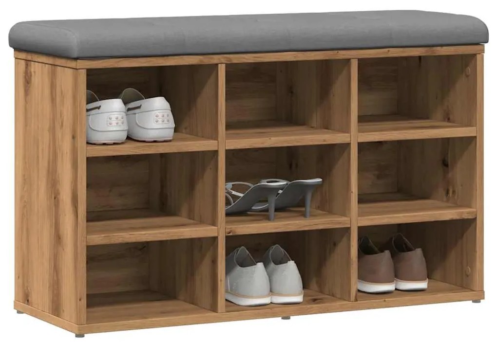 Πάγκος παπουτσιών Artisan Oak 82x32x50 cm Κατασκευασμένο ξύλο - Καφέ