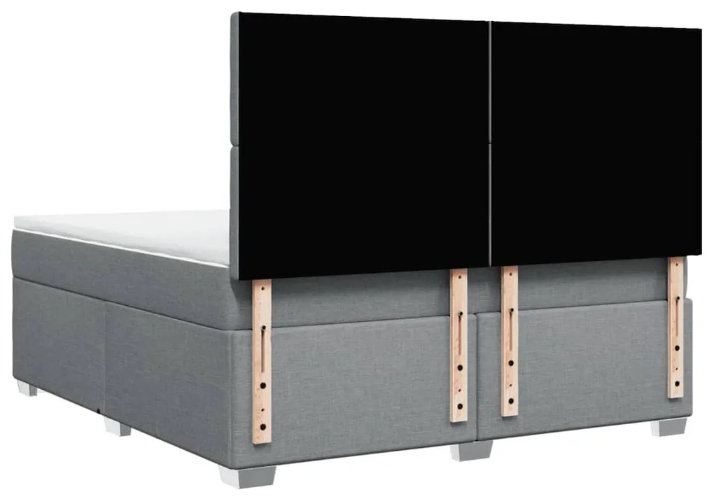 Κρεβάτι Boxspring με Στρώμα Ανοιχτό Γκρι 180x200 εκ. Υφασμάτινο - Γκρι