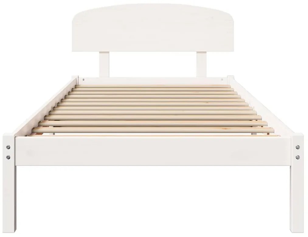 vidaXL Σκελετός Κρεβατιού Λευκό 90 x 190 cm Μασίφ ξύλο πεύκου