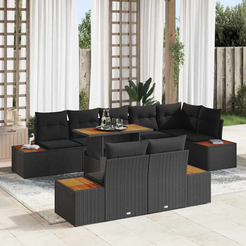vidaXL Σέτ φαγητού για κήπο 9 pcs Μαύρο και Καφέ 100 x 55 x 73 εκ