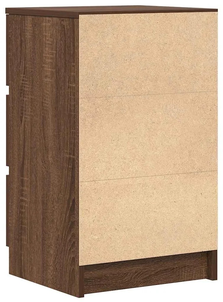 Κομοδίνα με 3 συρτάρια 2 τεμάχια καφέ δρυς 39x35x65 εκ. - Καφέ