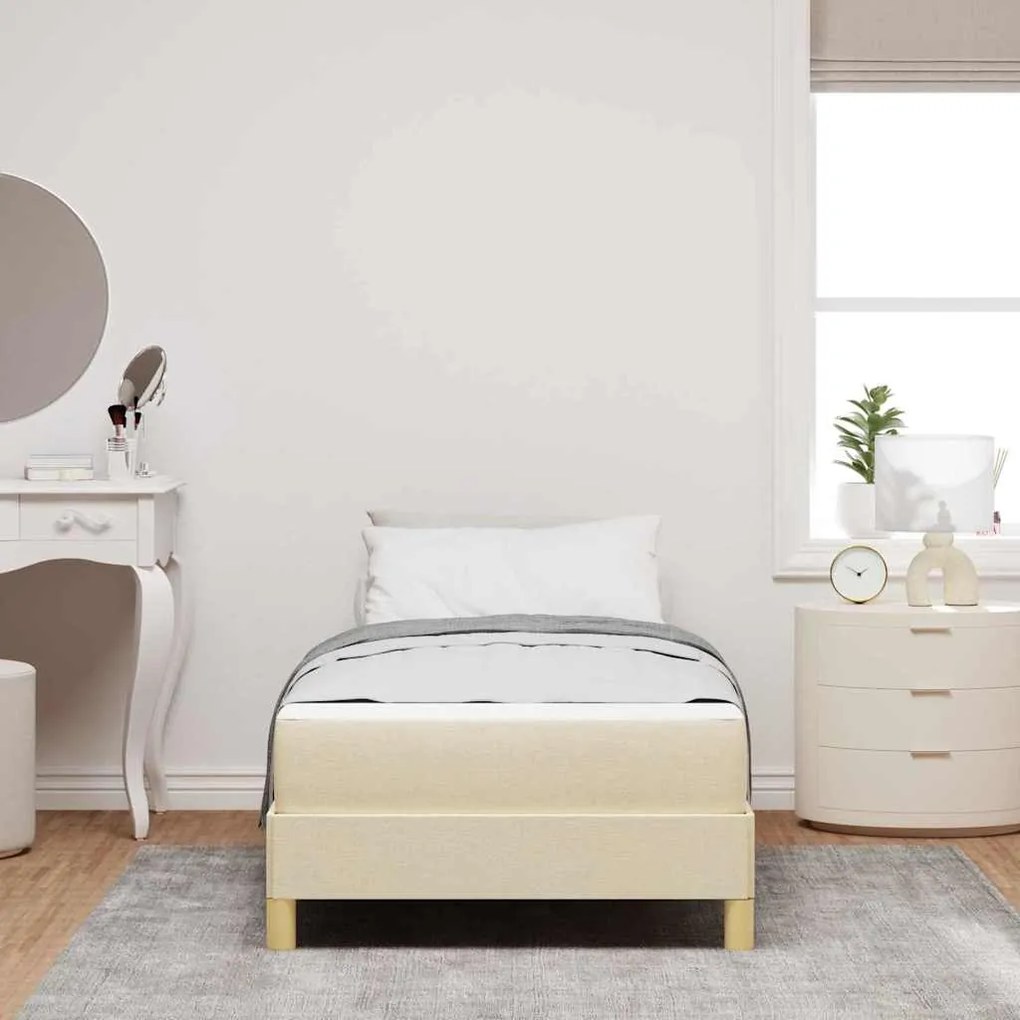 vidaXL Κρεβάτι με ελατήρια Κρέμα και Καφέ 90 x 190 cm