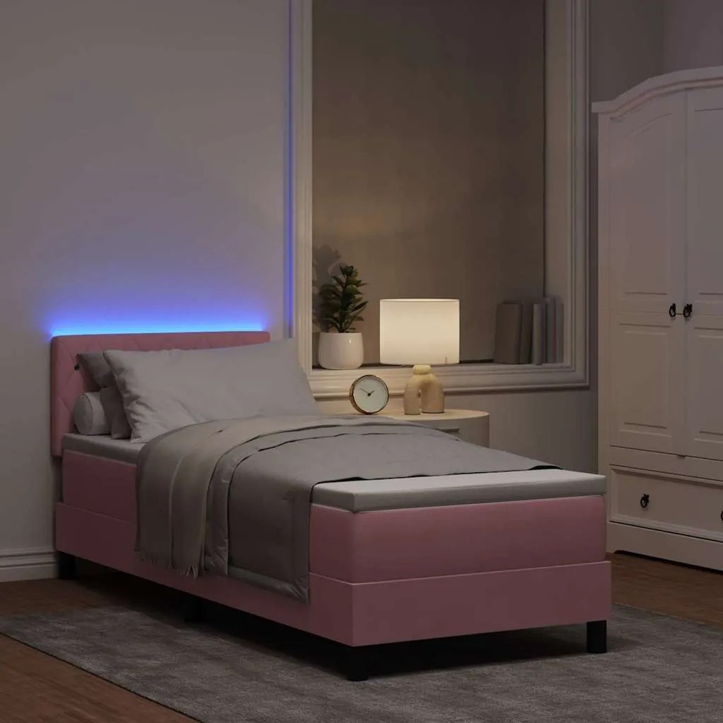 vidaXL Κρεβάτι με ελατήρια με κεφαλάρι Ροζ 80 x 200 cm Βελούδο