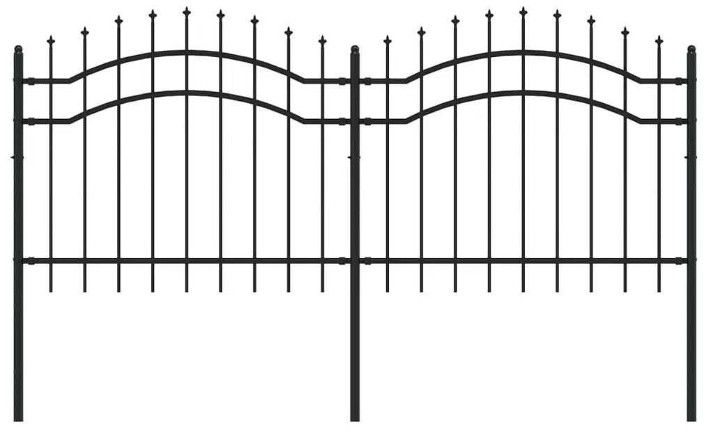 vidaXL Φράχτης με Ακίδες Μαύρος 140 εκ. Ατσάλι Ηλεκτροστ. Βαφή Πούδρας