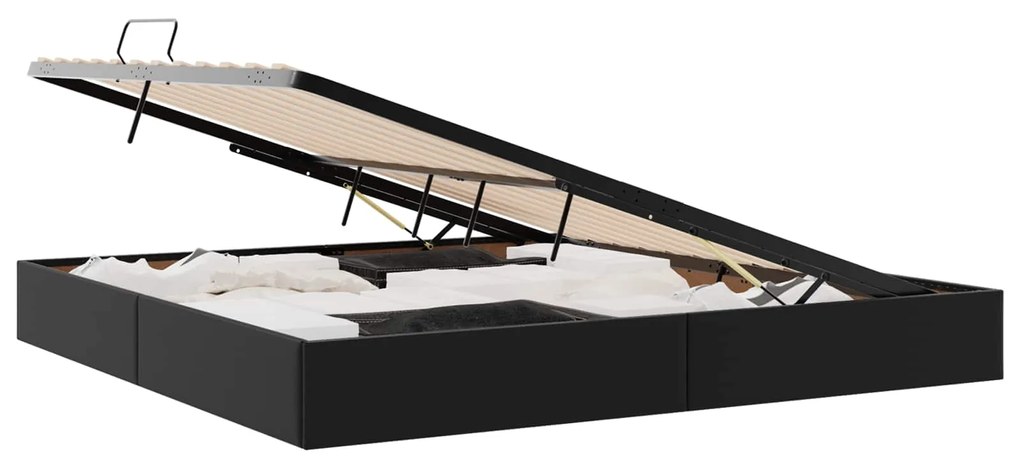 vidaXL Κρεβάτι Αποθήκης με στρώμα Μαύρο 200 x 200 cm Τεχνητό δέρμα
