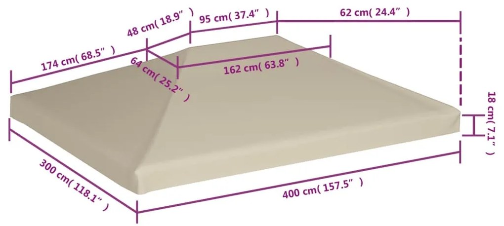 vidaXL Κάλυμμα για Κιόσκι Μπεζ 4 x 3 μ. 310 γρ./μ²