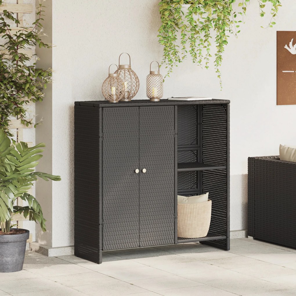 vidaXL Ντουλάπα αποθήκευσης  Μαύρη 100x36x102 εκ. Ρατάν