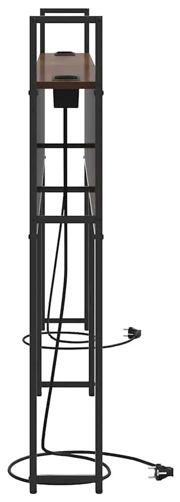 vidaXL Κεφαλάρι Αποθήκης με Σταθμό Φόρτισης με ράφι Καφέ δρυς 200 cm