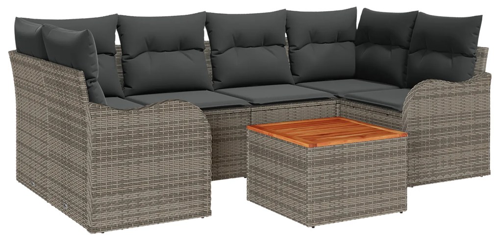 vidaXL Σετ Καναπέ Κήπου 7 pcs Γκρι Μεγάλο Ρατάν