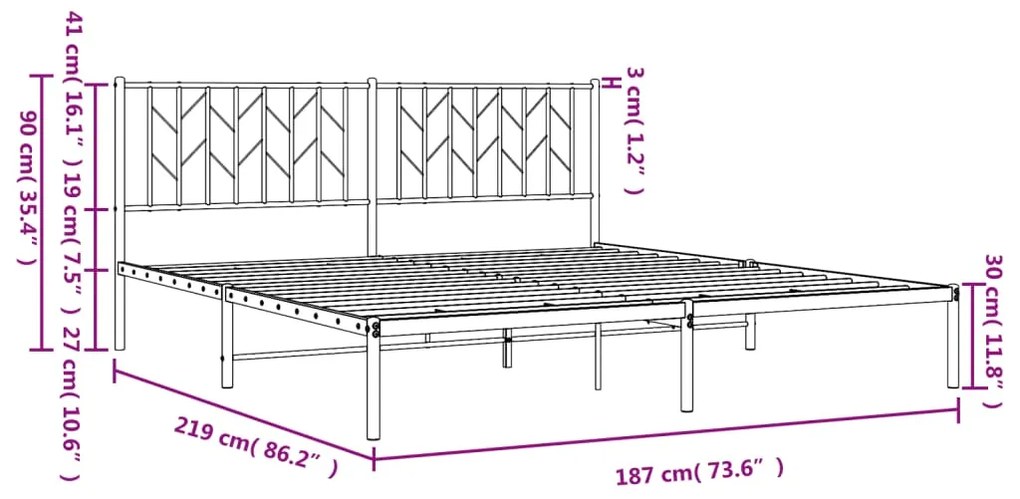 ΠΛΑΙΣΙΟ ΚΡΕΒΑΤΙΟΥ ΜΕ ΚΕΦΑΛΑΡΙ ΛΕΥΚΟ 183 X 213 ΕΚ. ΜΕΤΑΛΛΙΚΟ 374491