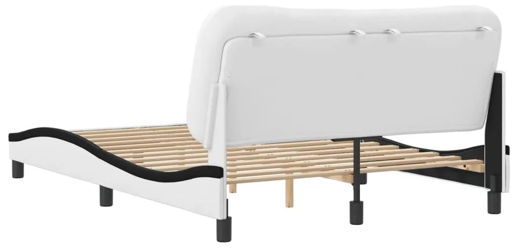 vidaXL Πλαίσιο κρεβατιού χωρίς Στρώμα Hvar Λευκό/Μαύρο 140x190εκ.Συνθ. Δέρμα