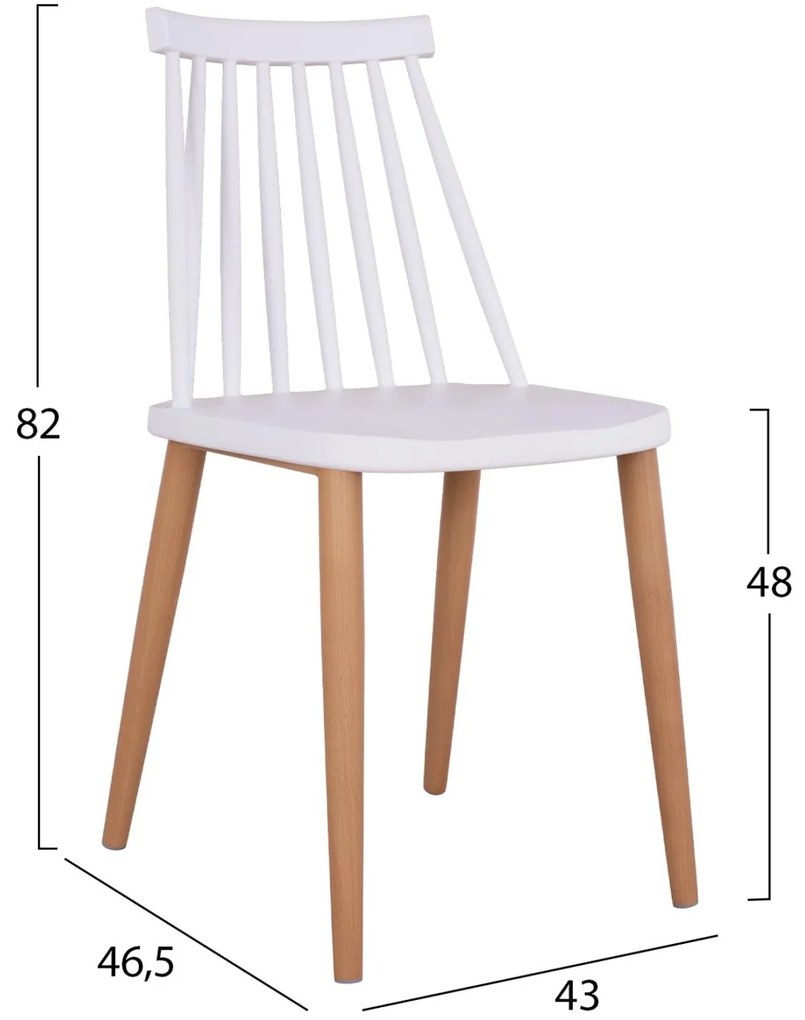 Σετ τραπεζαρίας MINIMAL C21172 5τμχ Λευκό MDF &amp; Καρέκλες Λευκό - Φυσικό 120x80x73 εκ.