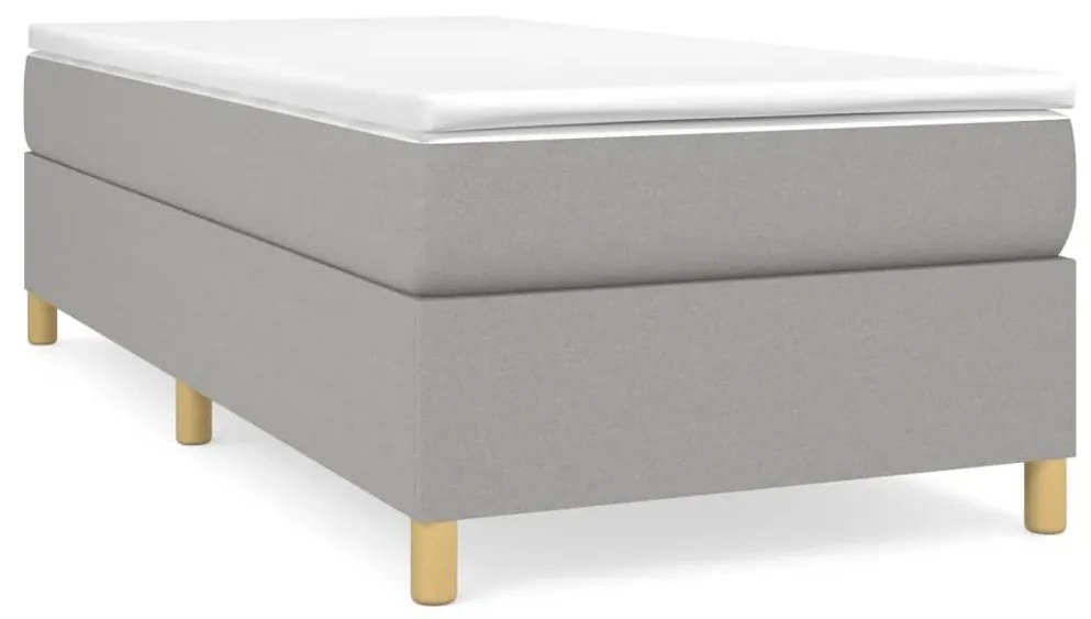 Κρεβάτι Boxspring με Στρώμα Ανοιχτό Γκρι 90x190 εκ. Υφασμάτινο - Γκρι