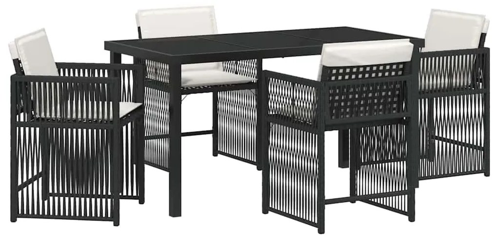 vidaXL Σέτ φαγητού για κήπο 5 pcs Μαύρο συνθετικό ρατάν