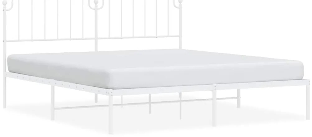 vidaXL Πλαίσιο Κρεβατιού με Κεφαλάρι Λευκό 183 x 213 εκ. Μεταλλικό