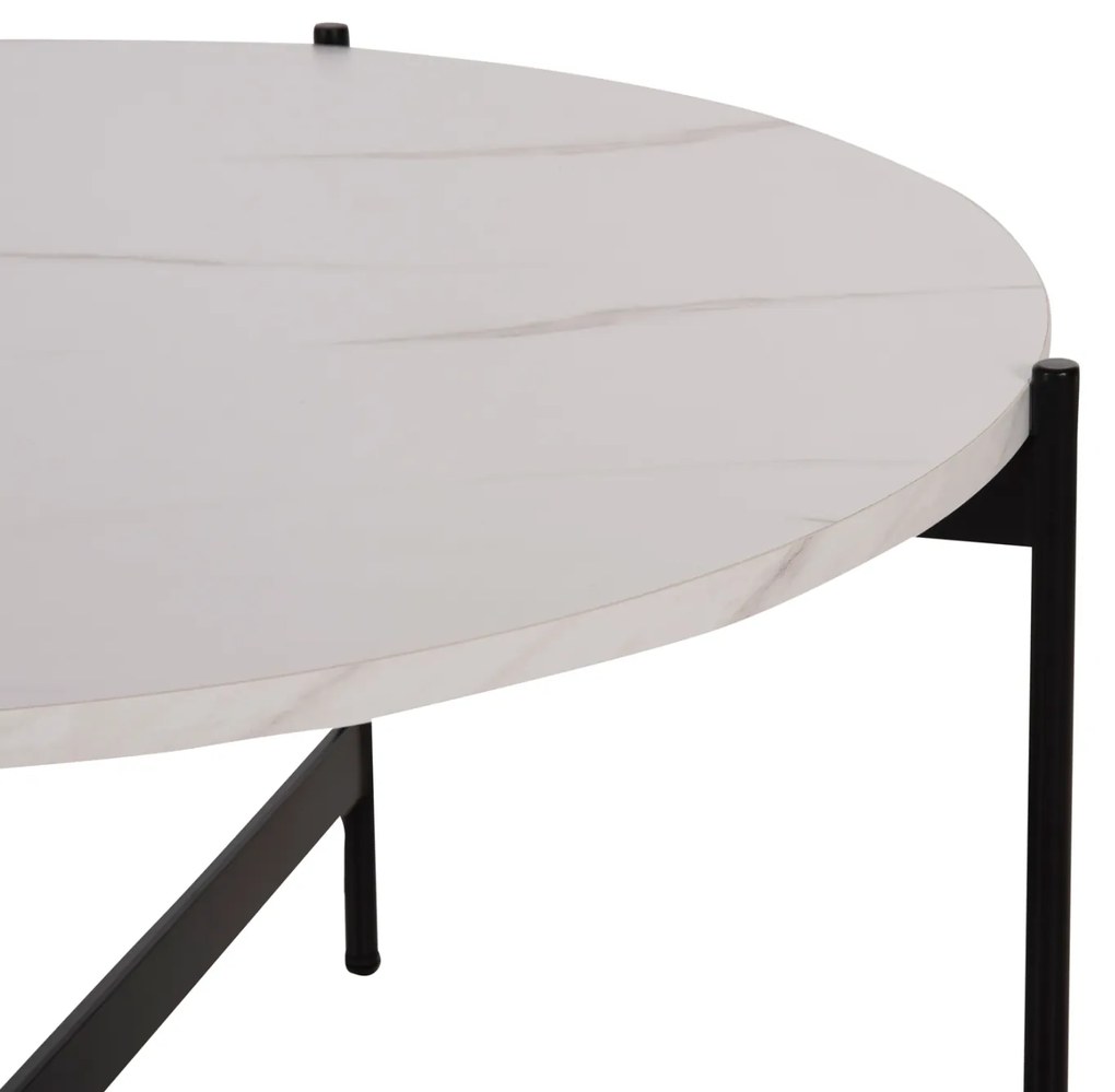 ΣΕΤ 2ΤΜΧ ΤΡΑΠΕΖΙΑ ΣΑΛΟΝΙΟΥ RONDA HM21089.04 MDF ΛΕΥΚΟ ΜΑΡΜΑΡΟ Φ80εκ &amp; Φ50εκ (1 Τεμμάχια)