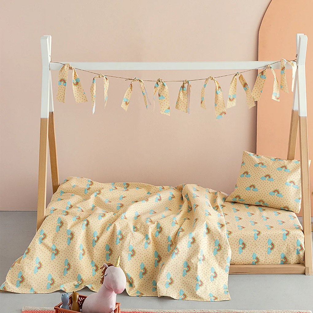 Φανελένια Σεντόνια Μονά (Σετ) Palamaiki FF102 Κίτρινο ΜΕ ΛΑΣΤΙΧΟ 110x200+32