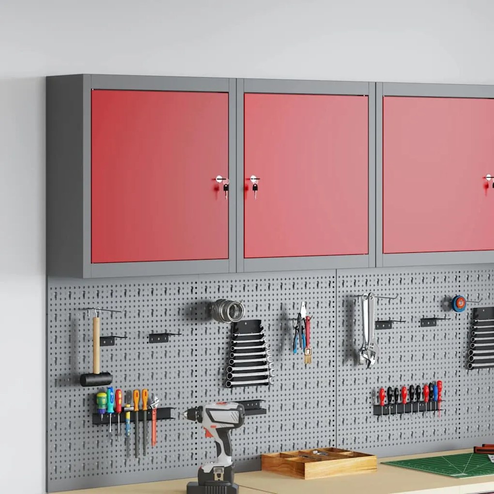 vidaXL Ντουλάπι Εργαλείων Τοίχου Κόκκινο 50x20x55 εκ. Ατσάλι