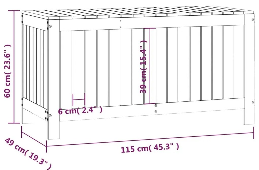 Κουτί Αποθήκευσης Καφέ Μελί 115x49x60 εκ. Μασίφ Ξύλο Πεύκου - Καφέ