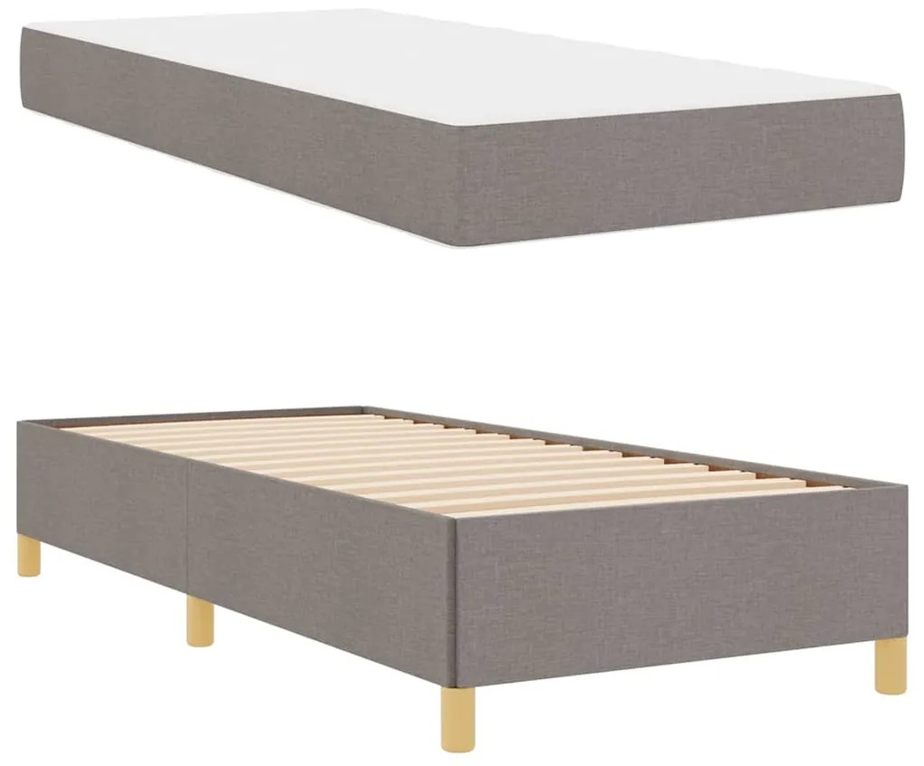 vidaXL Κρεβάτι με ελατήρια Ταμπά και Λευκό 90 x 190 cm ύφασμα