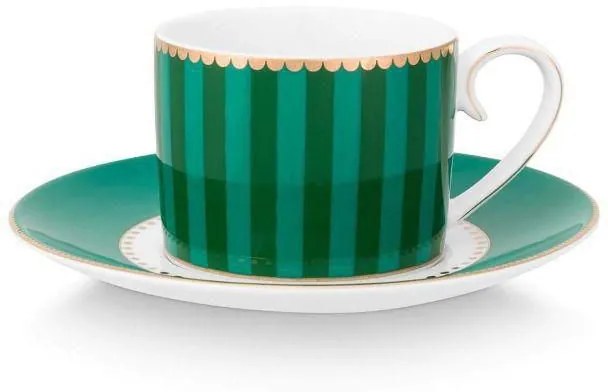 ΦΛΥΤΖΑΝΙ ESPRESSO ΜΕ ΠΙΑΤΑΚΙ 125ml PIP STUDIO - LOVE BIRDS STRIPES EMERALD-GREEN