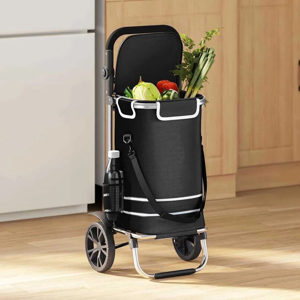 vidaXL Καρότσι Αγορών Μαύρο 36.5 x 46.5 x 100.5 εκ Ύφασμα Oxford