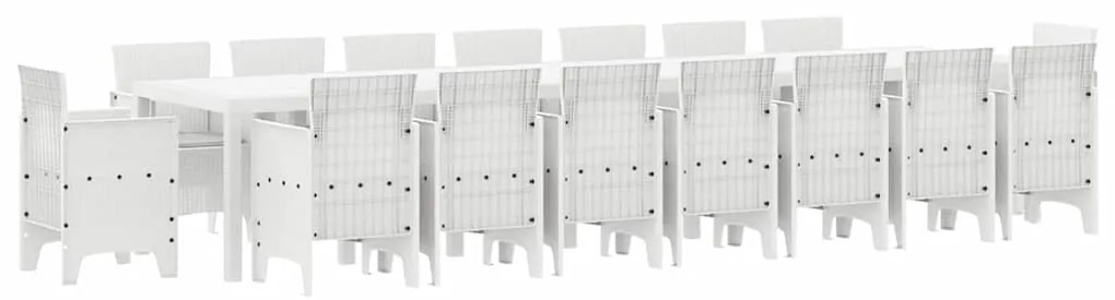 vidaXL Σετ Τραπεζαρίας Κήπου με Μαξιλάρια με μαξιλάρι 17 pcs Λευκό PP